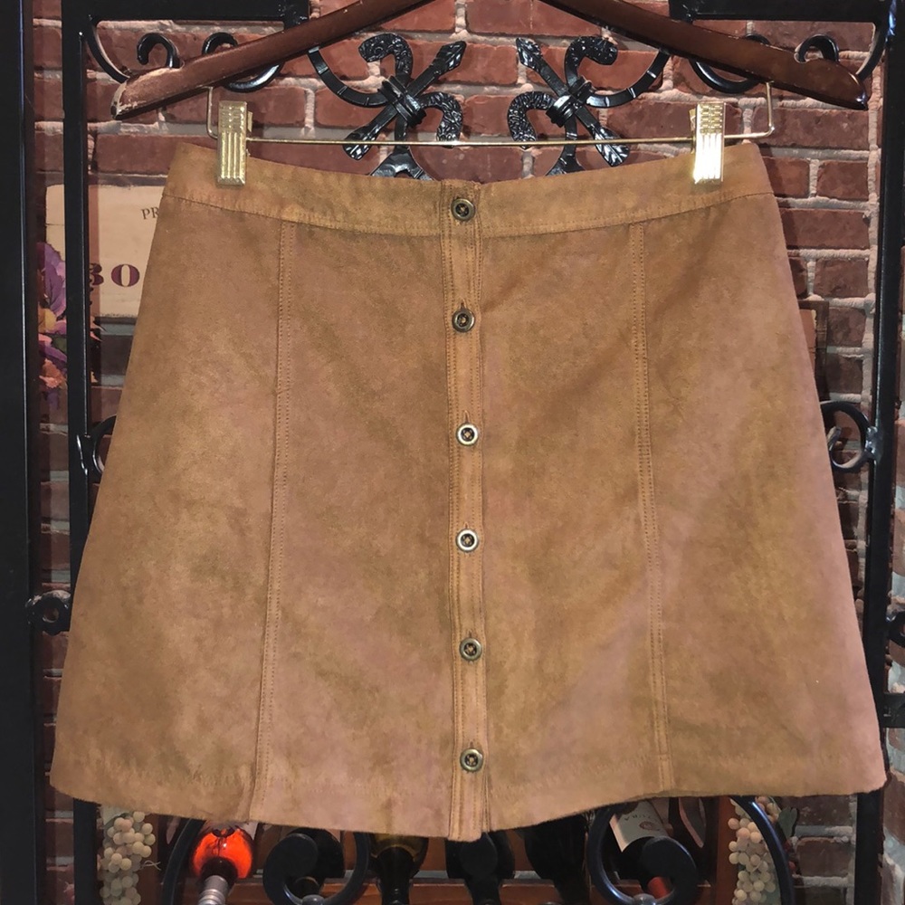 Faux suede mini skirt.